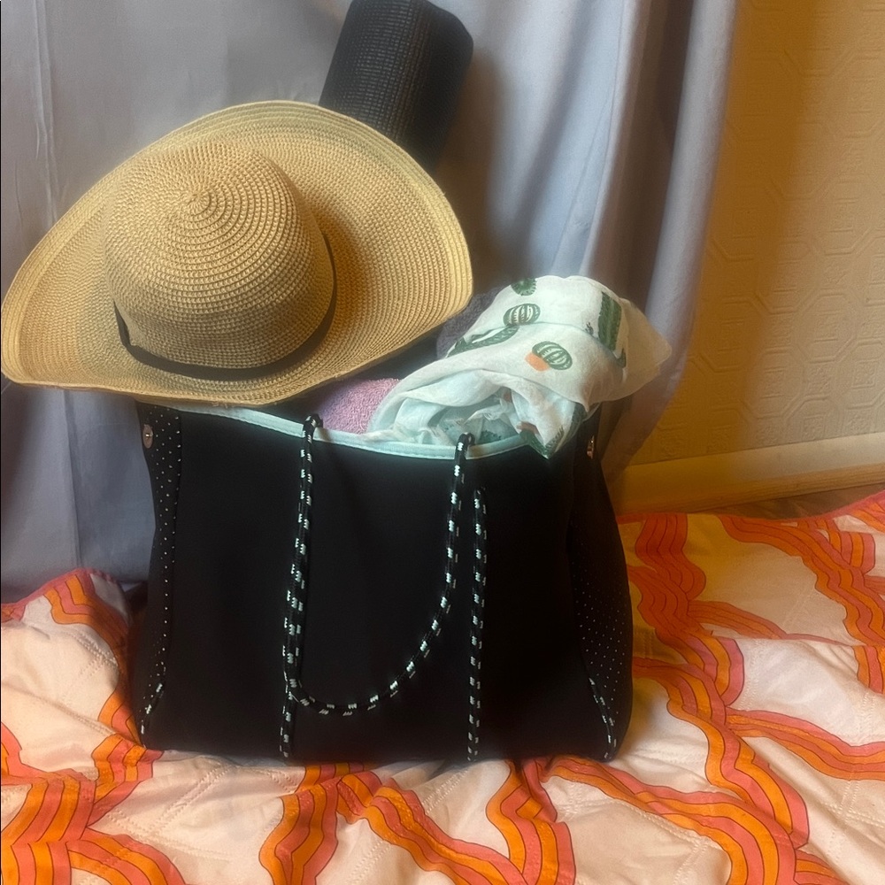 Chic Black and Teal Tote Bag